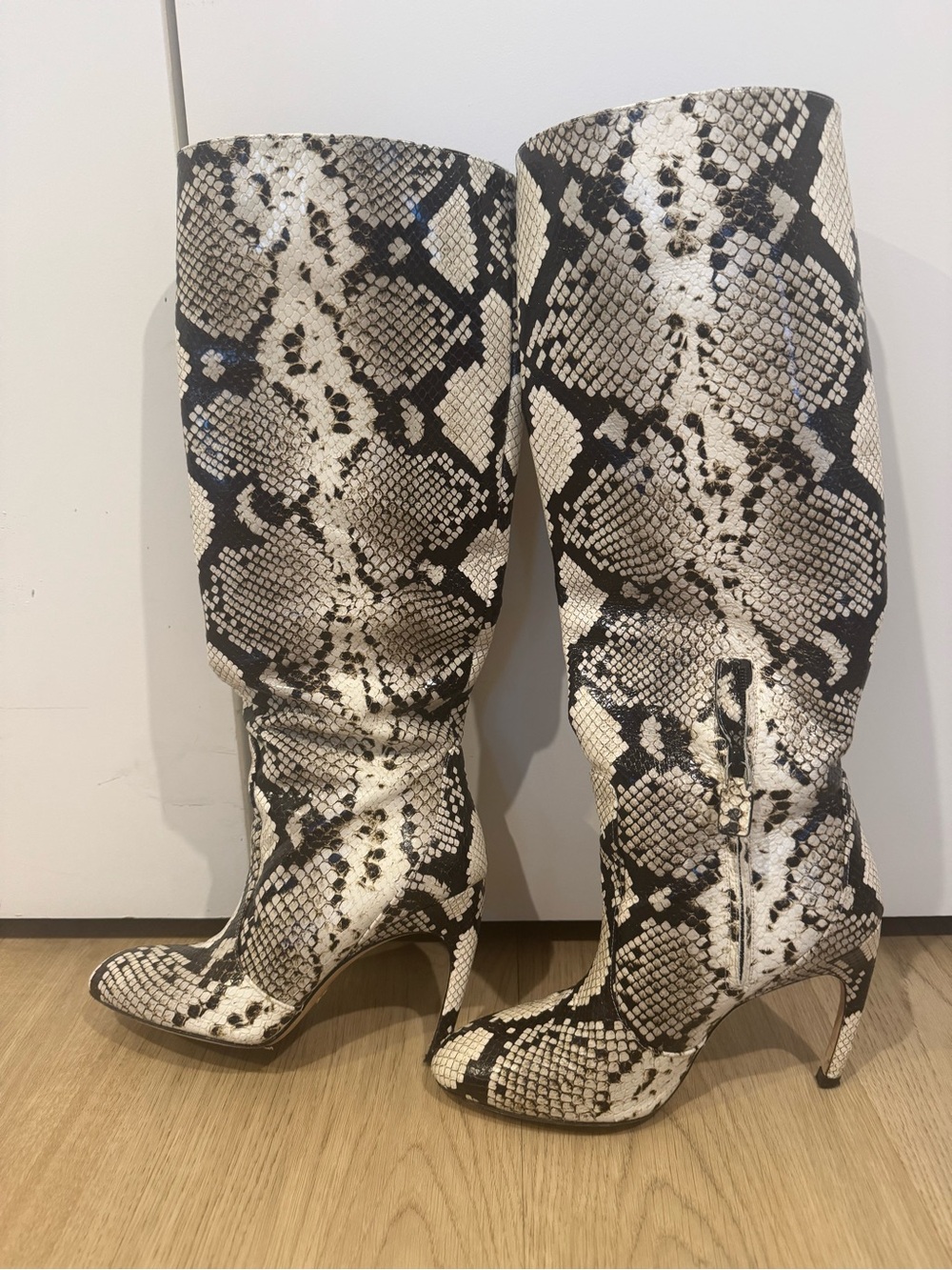 Stuart Weitzman Snake-Printed Leather Knee High Boots